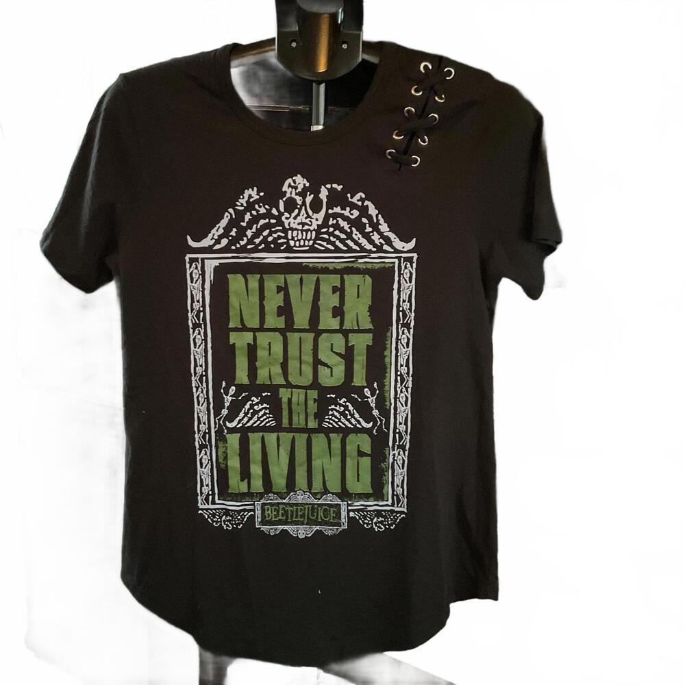Rare Halloween Horror Nights Beetlejuice LaceUp Graphic Tee Universal Large